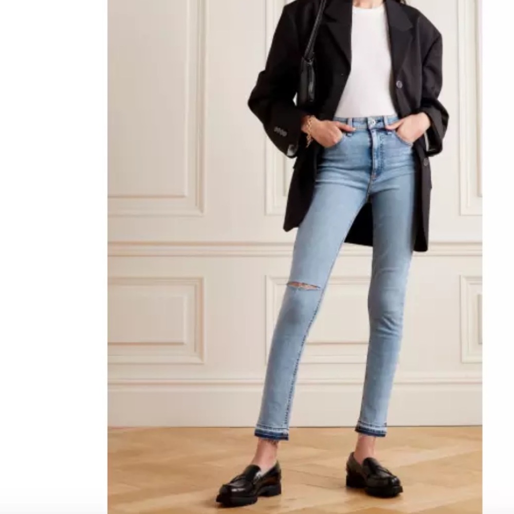 NWT $225 Rag & Bone Nina High Rise Release Hem Skinny Jeans in Montrose 27